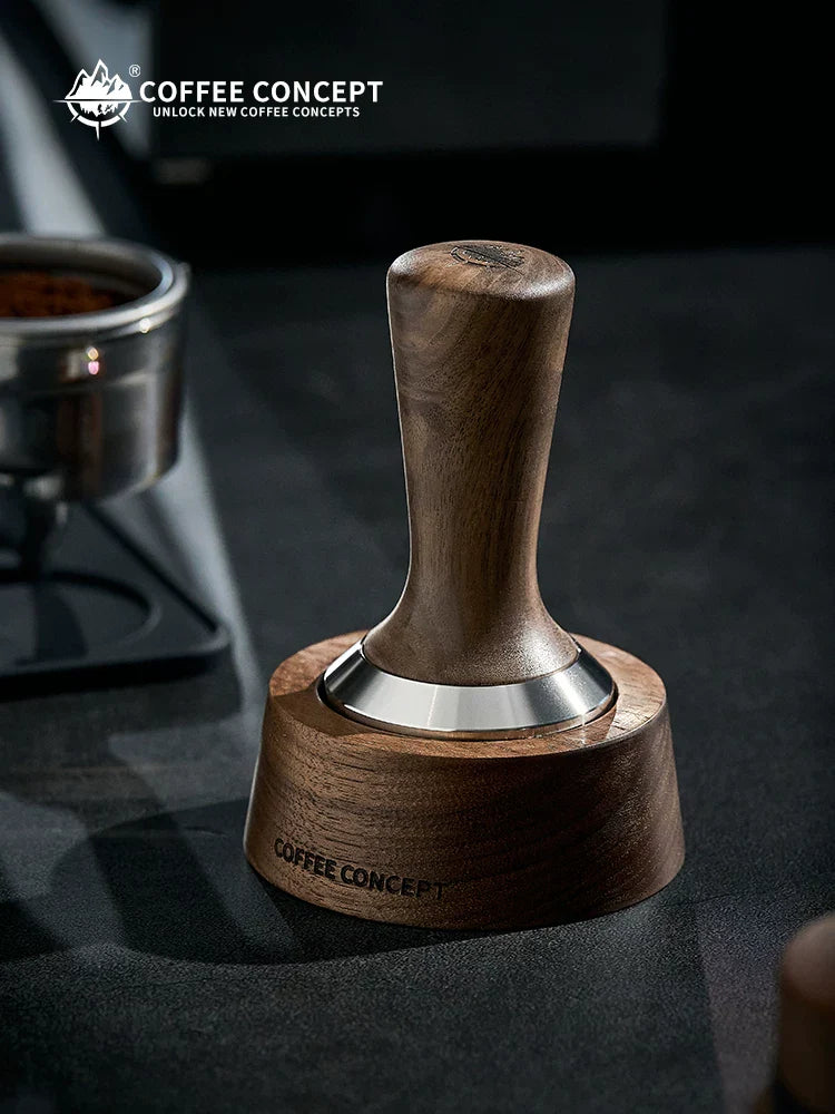 【COFFEE CONCEPT】North American Walnut Wood Base Coffee Organizer Stand, Multi-Functional Wooden Storage Holder for Tamper & Distributor Set
