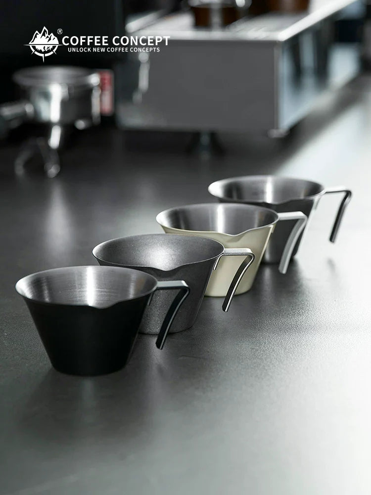 【COFFEE CONCEPT】Volcano Extraction Cup, Stainless Steel Espresso Measuring Cup, Milk Pitcher with Scale, Coffee Shot Glass