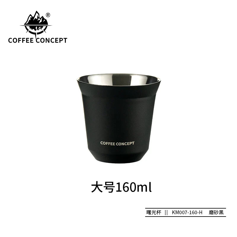 COFFEE CONCEPT Dawn Espresso Extraction Cups | Double-Walled Stainless Steel | 80ml Demitasse Glasses for Espresso Machines