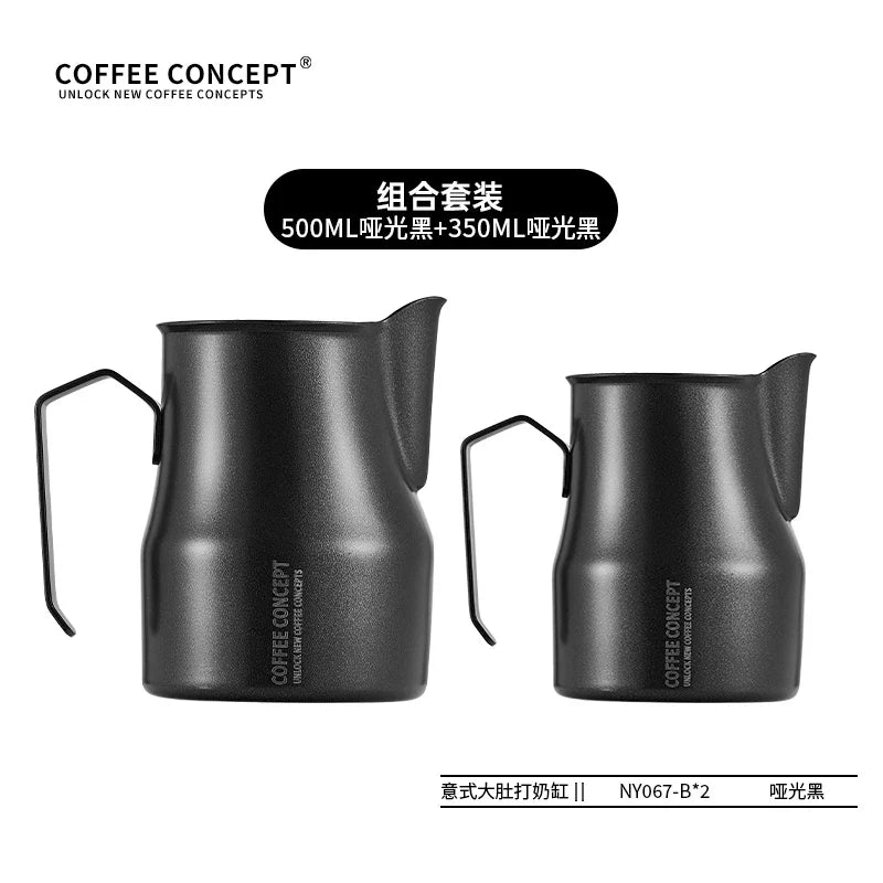 COFFEE CONCEPT Bell Milk Pitcher | 500ml Stainless Steel Latte Art Steaming Jug | Tapered Spout for Cappuccino & Flat White