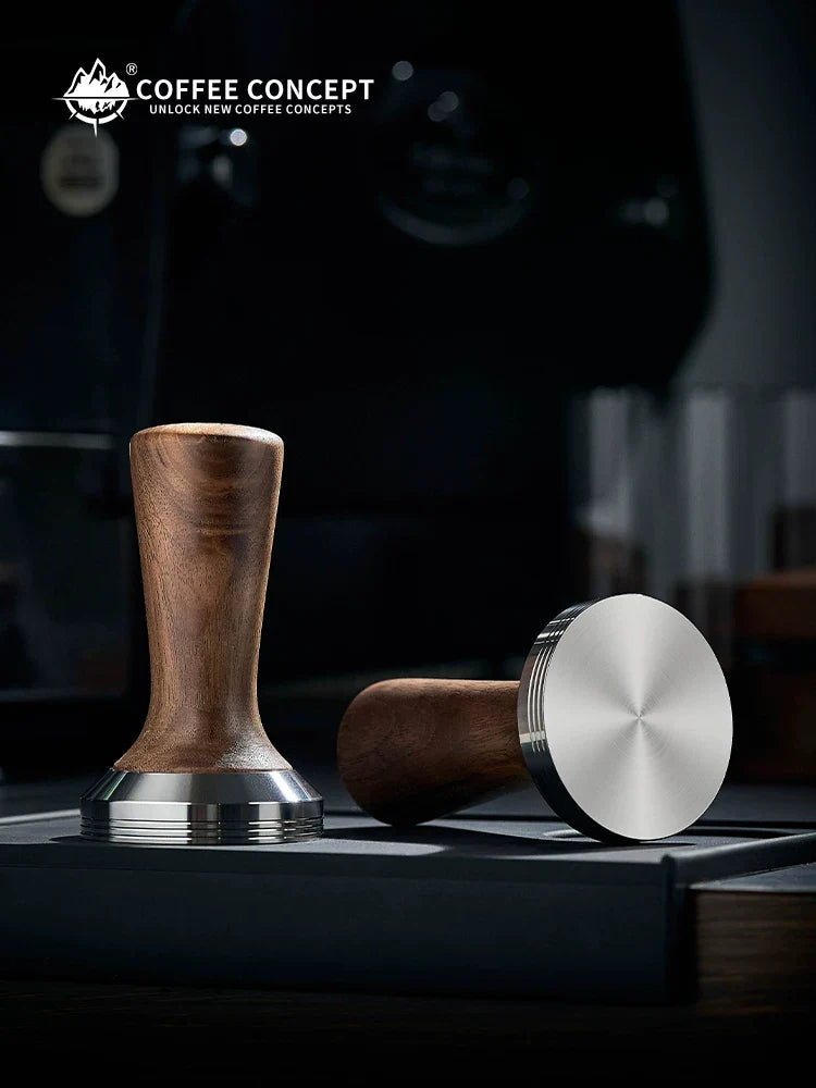 COFFEE CONCEPT Walnut Wood Espresso Tamper | 304 Stainless Steel Base | 58mm Consistent Pressure Coffee Tamper for Even Extraction