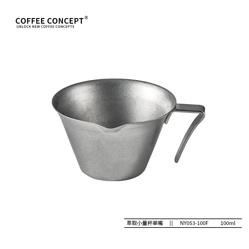 【COFFEE CONCEPT】Volcano Extraction Cup, Stainless Steel Espresso Measuring Cup, Milk Pitcher with Scale, Coffee Shot Glass