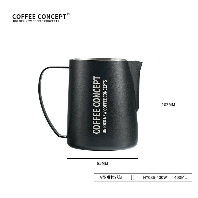 COFFEE CONCEPT Eagle Beak Latte Art Milk Pitcher | Precision Spout | 304 Stainless Steel | 400ml / 600ml Professional Barista Frothing Cup