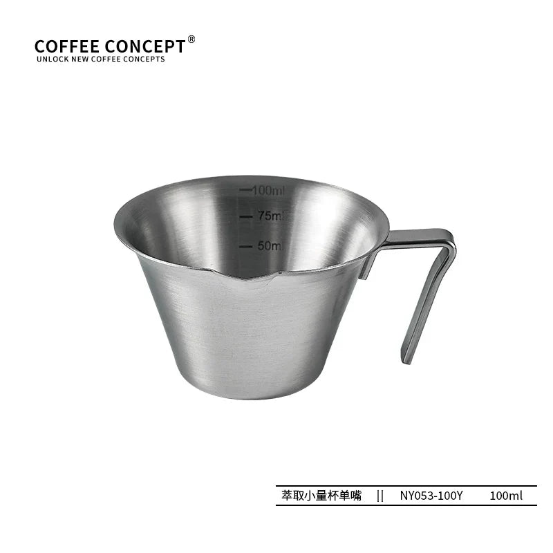 【COFFEE CONCEPT】Volcano Extraction Cup, Stainless Steel Espresso Measuring Cup, Milk Pitcher with Scale, Coffee Shot Glass