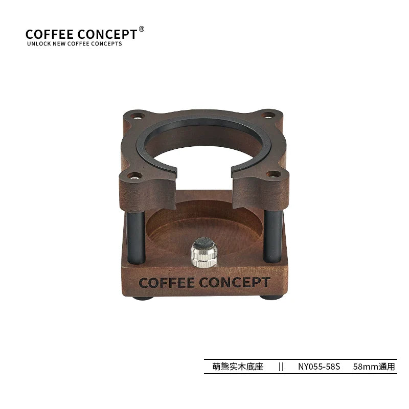 【COFFEE CONCEPT】Cute Bear Coffee Tamper 3-Piece Set, North American Walnut Base & Coffee Tool Storage Organizer