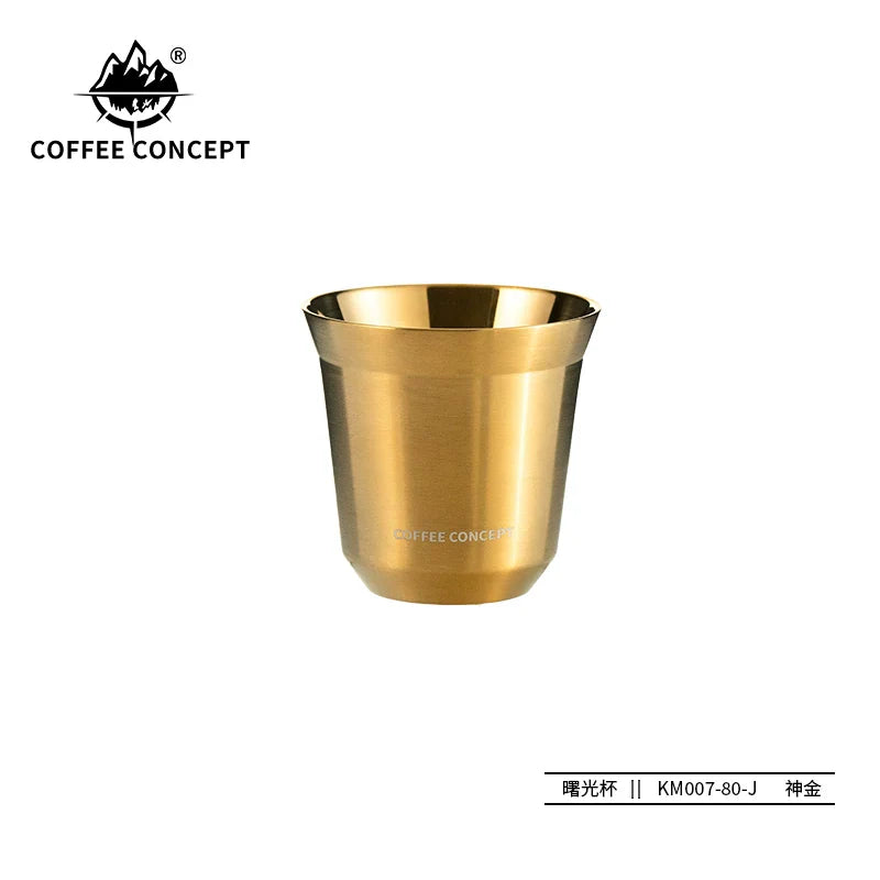 COFFEE CONCEPT Dawn Espresso Extraction Cups | Double-Walled Stainless Steel | 80ml Demitasse Glasses for Espresso Machines