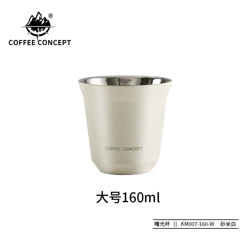 COFFEE CONCEPT Dawn Espresso Extraction Cups | Double-Walled Stainless Steel | 80ml Demitasse Glasses for Espresso Machines