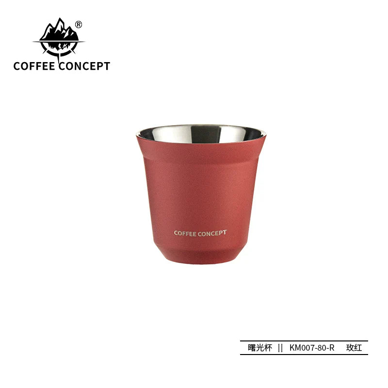 COFFEE CONCEPT Dawn Espresso Extraction Cups | Double-Walled Stainless Steel | 80ml Demitasse Glasses for Espresso Machines