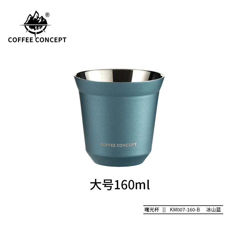 COFFEE CONCEPT Dawn Espresso Extraction Cups | Double-Walled Stainless Steel | 80ml Demitasse Glasses for Espresso Machines