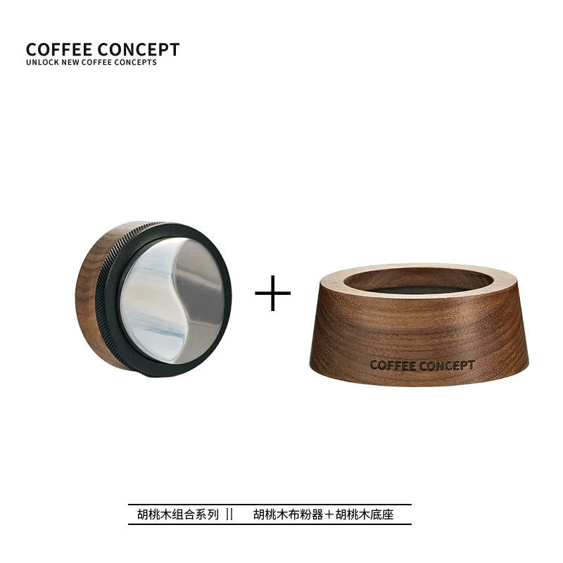 【COFFEE CONCEPT】North American Walnut Wood Base Coffee Organizer Stand, Multi-Functional Wooden Storage Holder for Tamper & Distributor Set