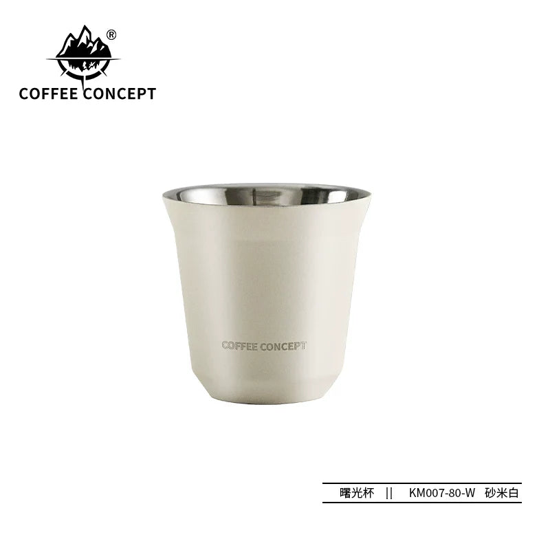 COFFEE CONCEPT Dawn Espresso Extraction Cups | Double-Walled Stainless Steel | 80ml Demitasse Glasses for Espresso Machines
