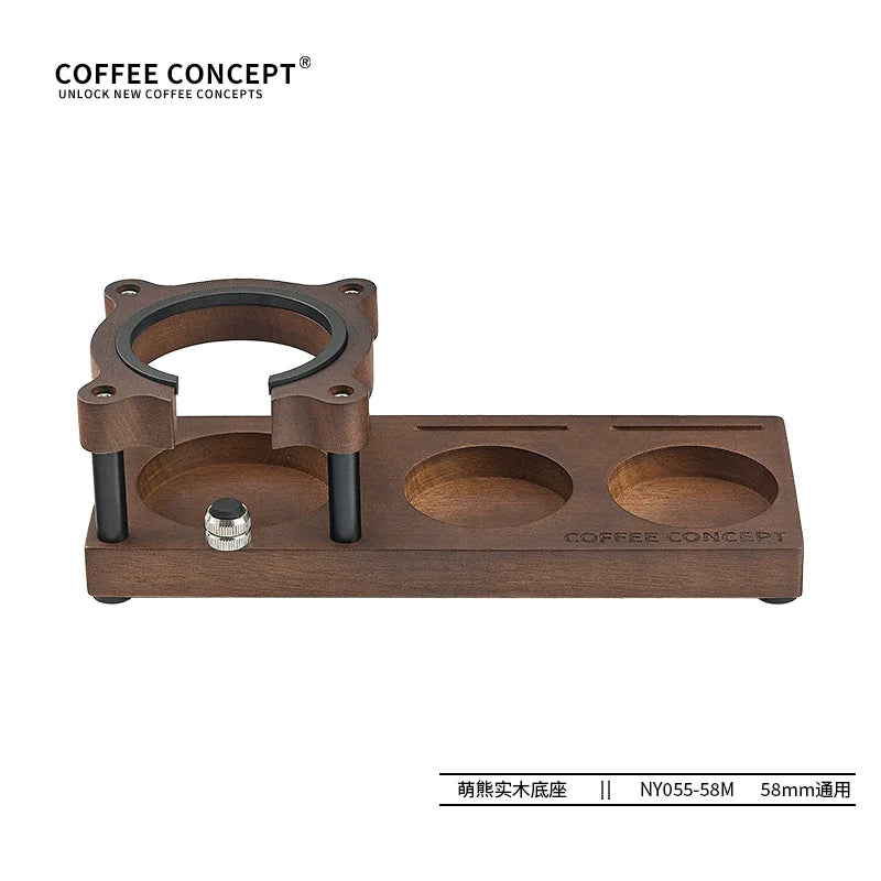 【COFFEE CONCEPT】Cute Bear Coffee Tamper 3-Piece Set, North American Walnut Base & Coffee Tool Storage Organizer