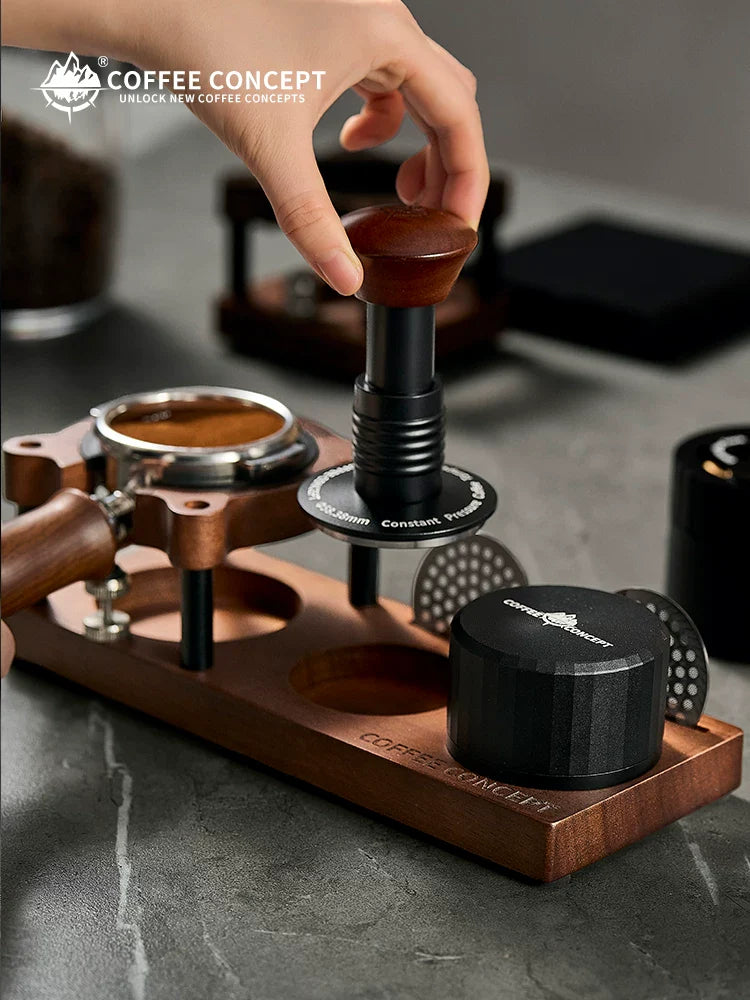 【COFFEE CONCEPT】Cute Bear Coffee Tamper 3-Piece Set, North American Walnut Base & Coffee Tool Storage Organizer
