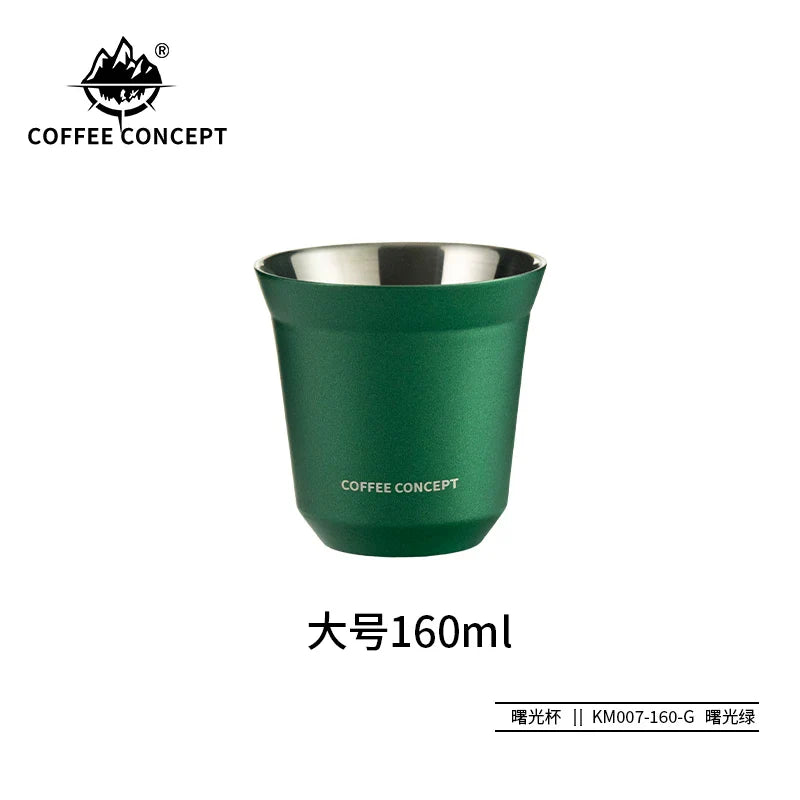 COFFEE CONCEPT Dawn Espresso Extraction Cups | Double-Walled Stainless Steel | 80ml Demitasse Glasses for Espresso Machines