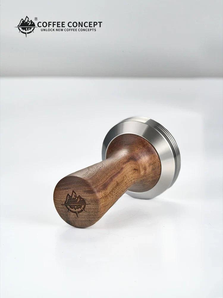 COFFEE CONCEPT Walnut Wood Espresso Tamper | 304 Stainless Steel Base | 58mm Consistent Pressure Coffee Tamper for Even Extraction