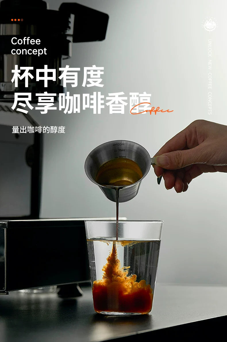 【COFFEE CONCEPT】Volcano Extraction Cup, Stainless Steel Espresso Measuring Cup, Milk Pitcher with Scale, Coffee Shot Glass