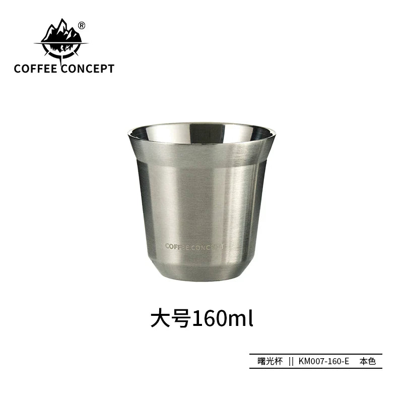 COFFEE CONCEPT Dawn Espresso Extraction Cups | Double-Walled Stainless Steel | 80ml Demitasse Glasses for Espresso Machines