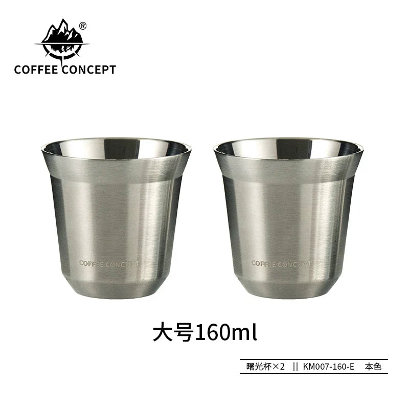 COFFEE CONCEPT Dawn Espresso Extraction Cups | Double-Walled Stainless Steel | 80ml Demitasse Glasses for Espresso Machines