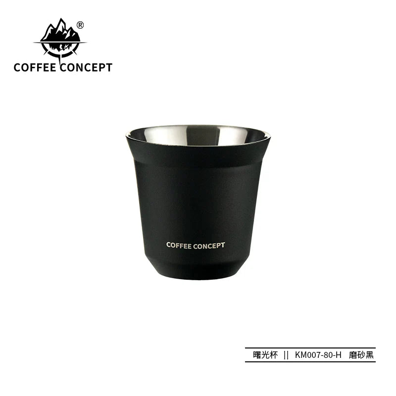 COFFEE CONCEPT Dawn Espresso Extraction Cups | Double-Walled Stainless Steel | 80ml Demitasse Glasses for Espresso Machines