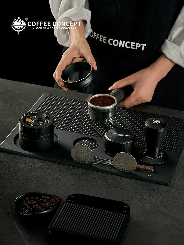 【COFFEE CONCEPT】Silicone Espresso Tamping Mat, Coffee Bar Station Organizer, Multi-function Tamper Stand & Distributor Base, Anti-slip Drain Pad for Coffee Corner