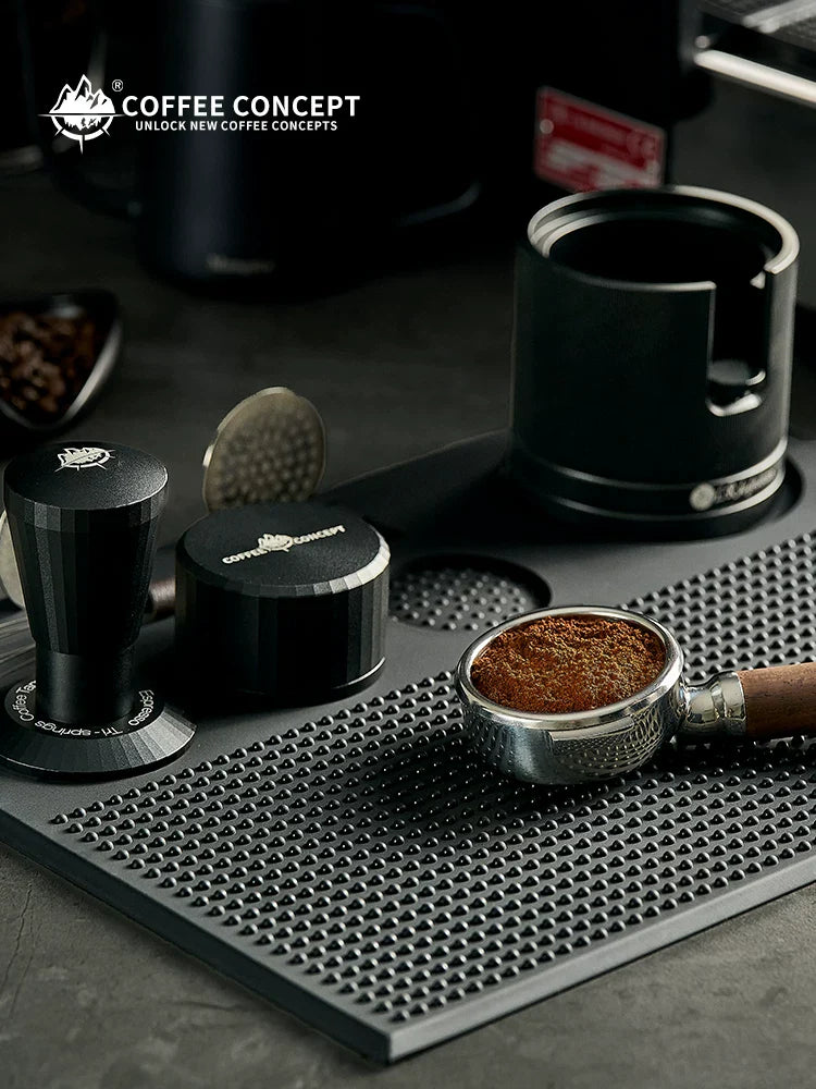 【COFFEE CONCEPT】Silicone Espresso Tamping Mat, Coffee Bar Station Organizer, Multi-function Tamper Stand & Distributor Base, Anti-slip Drain Pad for Coffee Corner