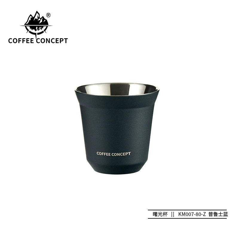 COFFEE CONCEPT Dawn Espresso Extraction Cups | Double-Walled Stainless Steel | 80ml Demitasse Glasses for Espresso Machines