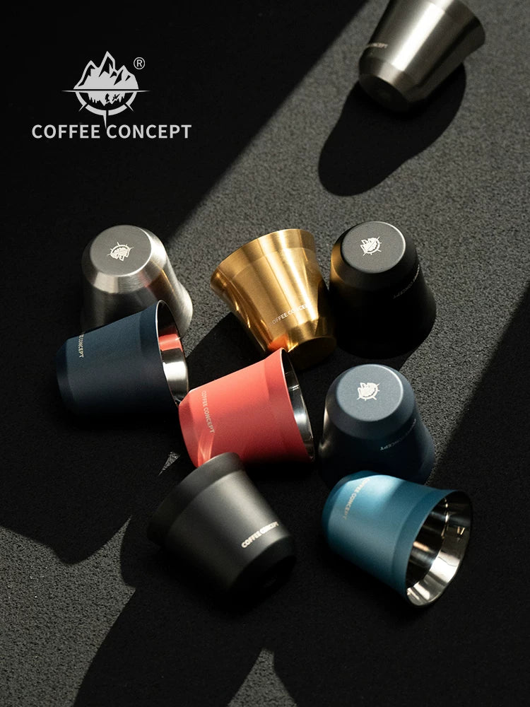 COFFEE CONCEPT Dawn Espresso Extraction Cups | Double-Walled Stainless Steel | 80ml Demitasse Glasses for Espresso Machines