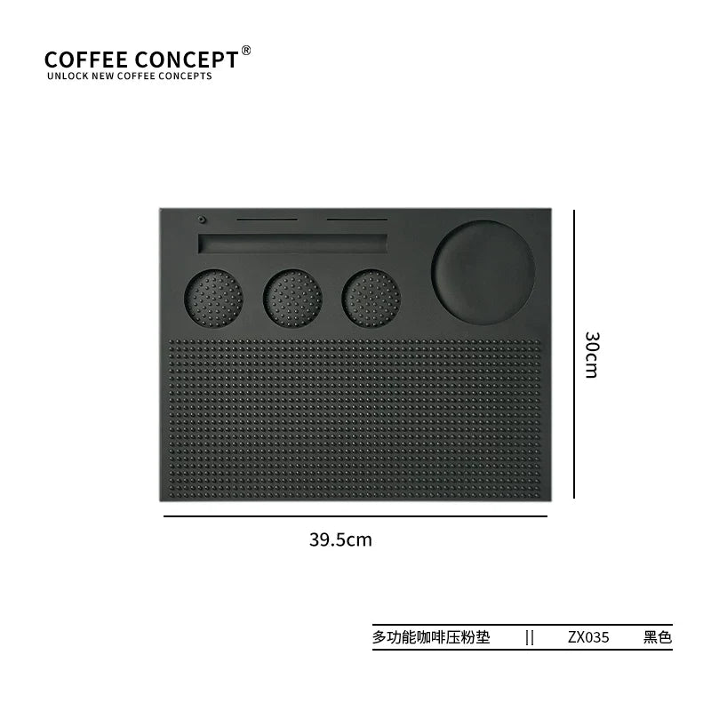 【COFFEE CONCEPT】Silicone Espresso Tamping Mat, Coffee Bar Station Organizer, Multi-function Tamper Stand & Distributor Base, Anti-slip Drain Pad for Coffee Corner