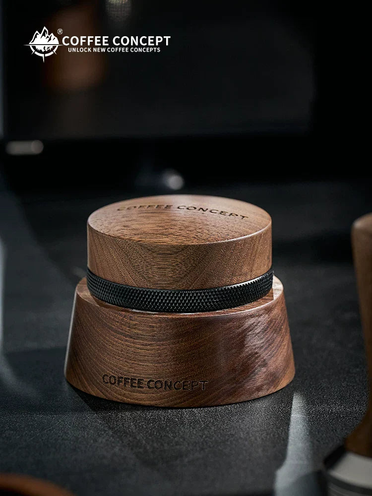 【COFFEE CONCEPT】North American Walnut Wood Base Coffee Organizer Stand, Multi-Functional Wooden Storage Holder for Tamper & Distributor Set