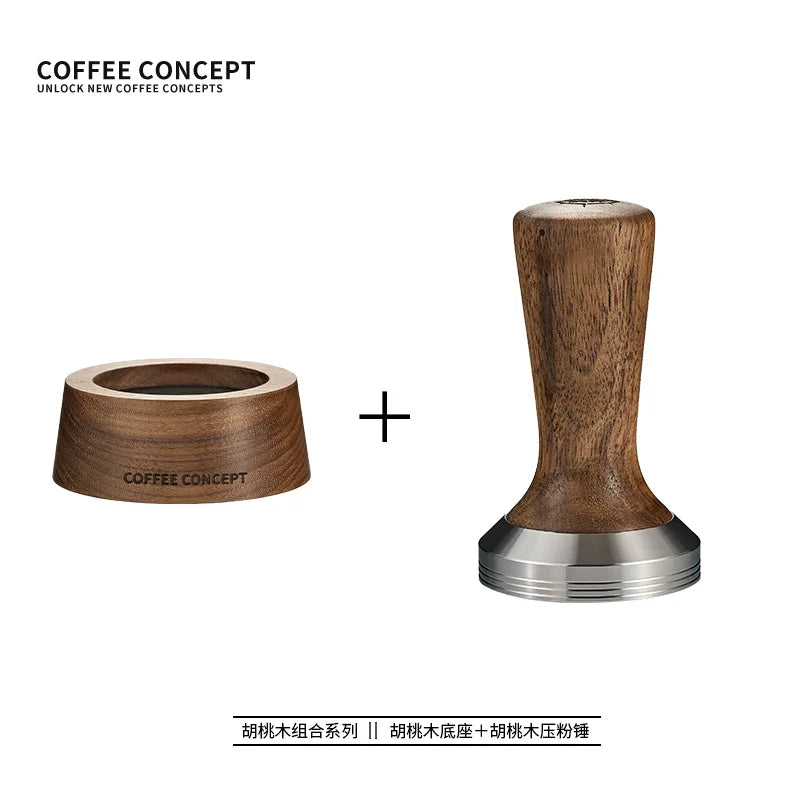 【COFFEE CONCEPT】North American Walnut Wood Base Coffee Organizer Stand, Multi-Functional Wooden Storage Holder for Tamper & Distributor Set