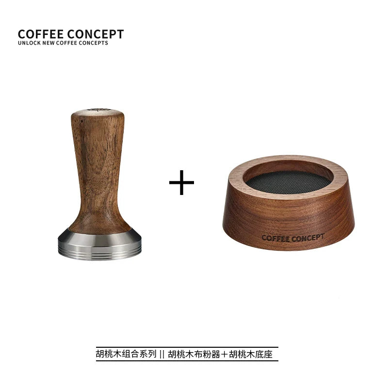 COFFEE CONCEPT Walnut Wood Espresso Tamper | 304 Stainless Steel Base | 58mm Consistent Pressure Coffee Tamper for Even Extraction