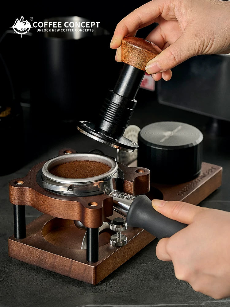 【COFFEE CONCEPT】Cute Bear Coffee Tamper 3-Piece Set, North American Walnut Base & Coffee Tool Storage Organizer