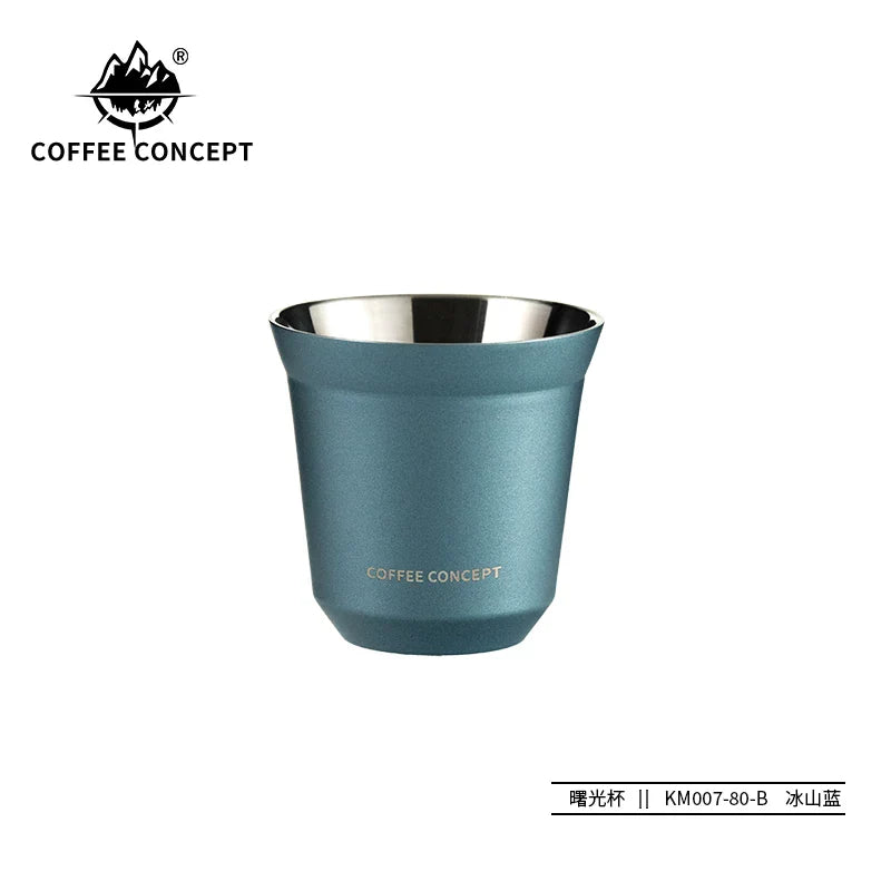 COFFEE CONCEPT Dawn Espresso Extraction Cups | Double-Walled Stainless Steel | 80ml Demitasse Glasses for Espresso Machines