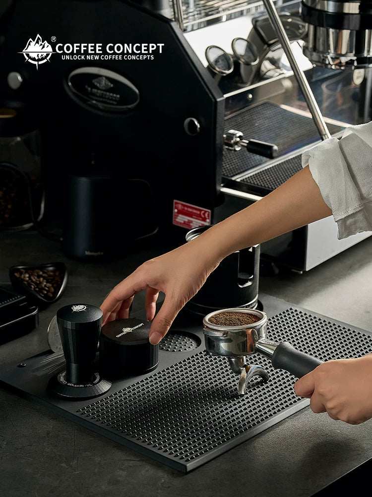 【COFFEE CONCEPT】Silicone Espresso Tamping Mat, Coffee Bar Station Organizer, Multi-function Tamper Stand & Distributor Base, Anti-slip Drain Pad for Coffee Corner