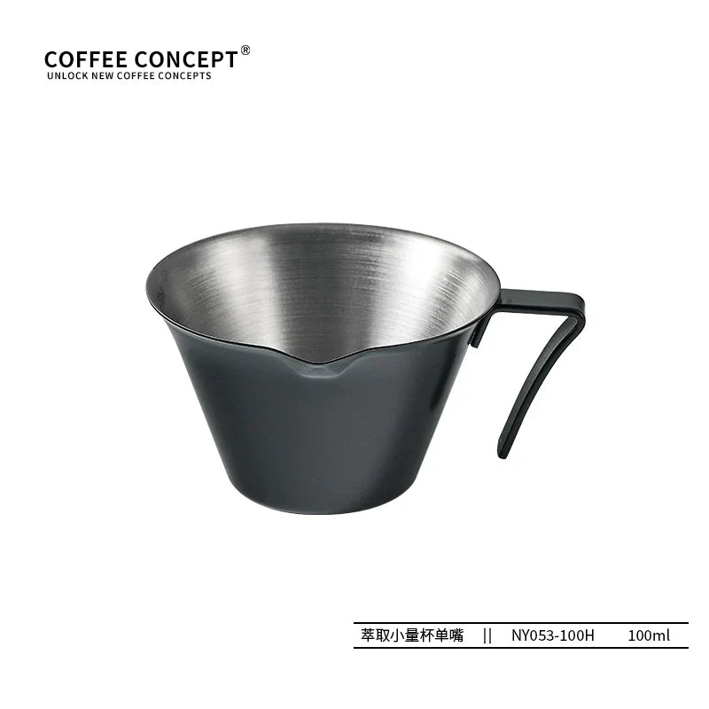 【COFFEE CONCEPT】Volcano Extraction Cup, Stainless Steel Espresso Measuring Cup, Milk Pitcher with Scale, Coffee Shot Glass