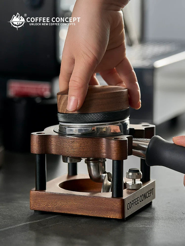 【COFFEE CONCEPT】Cute Bear Coffee Tamper 3-Piece Set, North American Walnut Base & Coffee Tool Storage Organizer