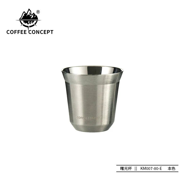 COFFEE CONCEPT Dawn Espresso Extraction Cups | Double-Walled Stainless Steel | 80ml Demitasse Glasses for Espresso Machines