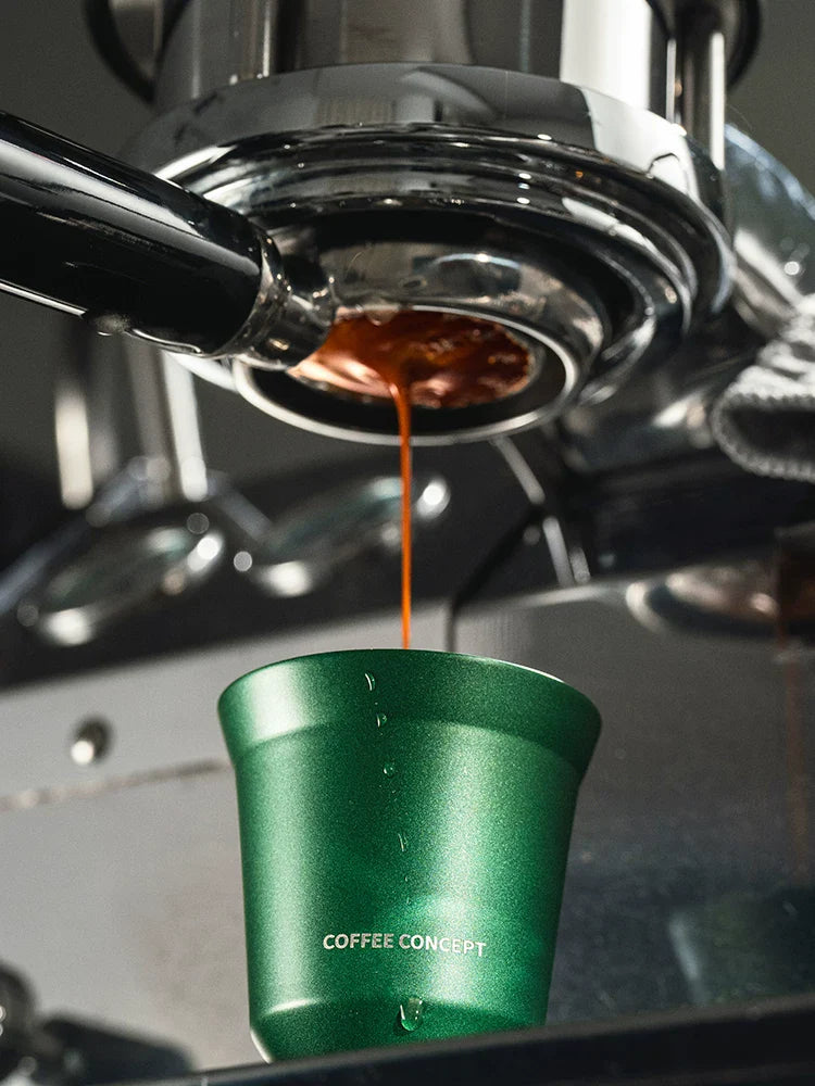 COFFEE CONCEPT Dawn Espresso Extraction Cups | Double-Walled Stainless Steel | 80ml Demitasse Glasses for Espresso Machines