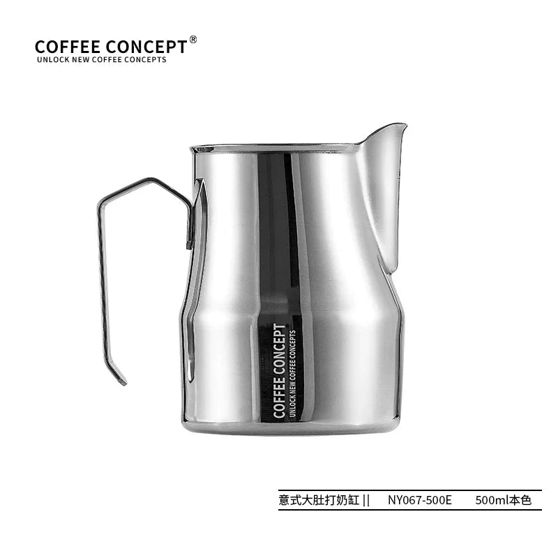 COFFEE CONCEPT Bell Milk Pitcher | 500ml Stainless Steel Latte Art Steaming Jug | Tapered Spout for Cappuccino & Flat White