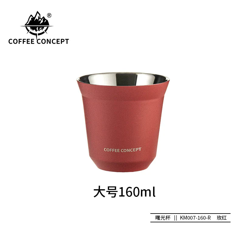 COFFEE CONCEPT Dawn Espresso Extraction Cups | Double-Walled Stainless Steel | 80ml Demitasse Glasses for Espresso Machines