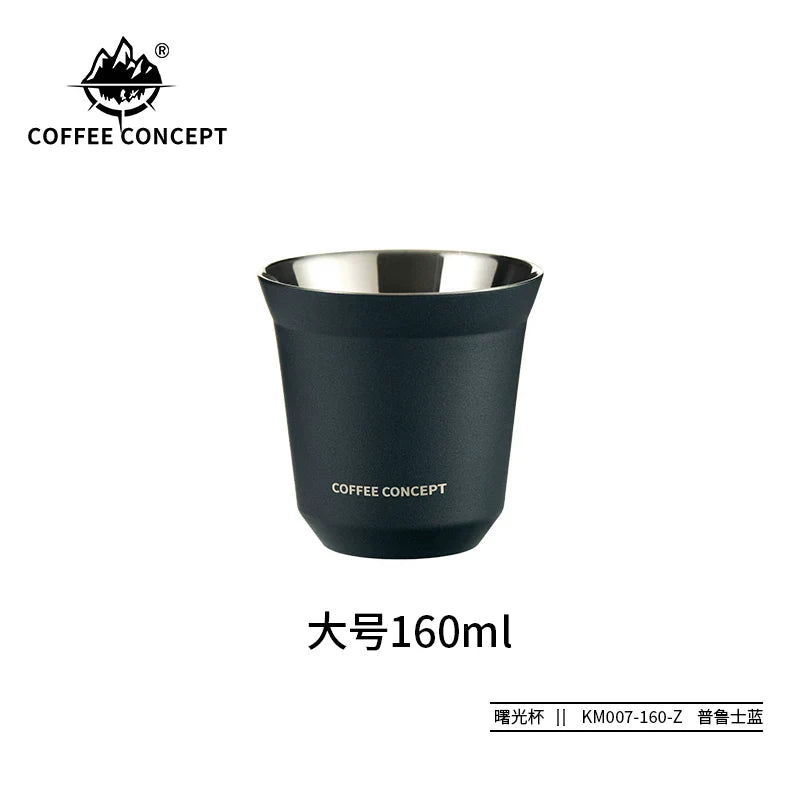 COFFEE CONCEPT Dawn Espresso Extraction Cups | Double-Walled Stainless Steel | 80ml Demitasse Glasses for Espresso Machines