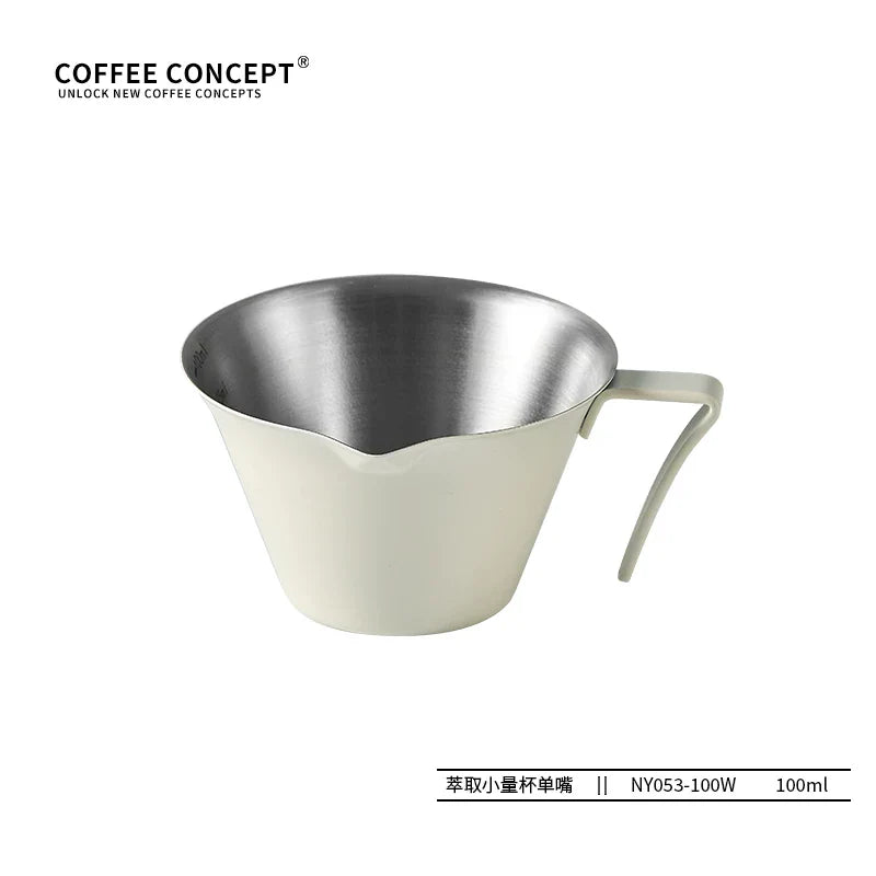 【COFFEE CONCEPT】Volcano Extraction Cup, Stainless Steel Espresso Measuring Cup, Milk Pitcher with Scale, Coffee Shot Glass